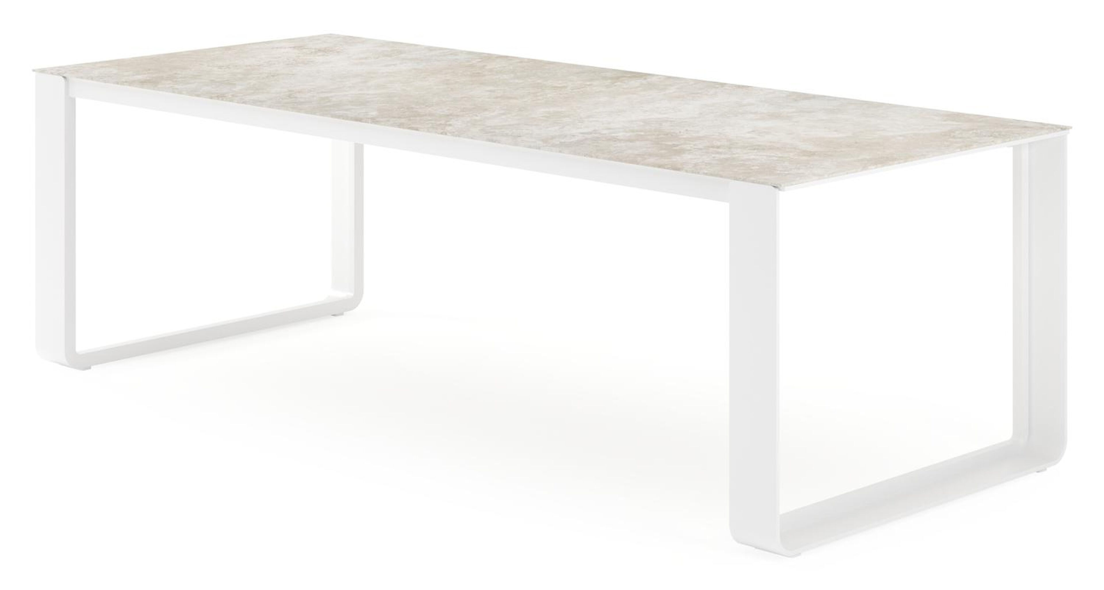 Atessa tuintafel rechthoekig in wit aluminium en volkeramiek Rapolano - L 240 x B 100 x H 75 cm