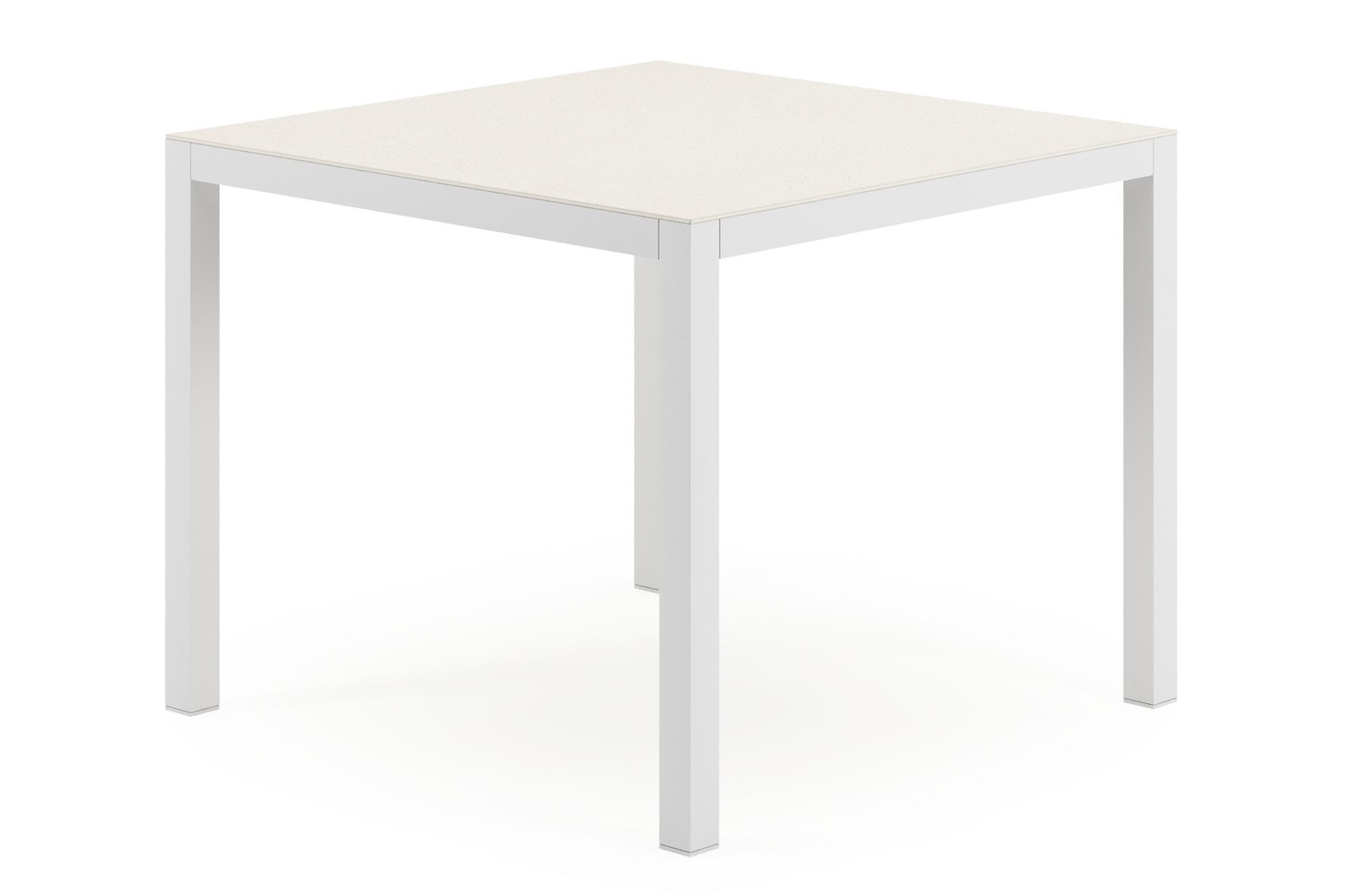 Feltro tuintafel vierkant in wit aluminium en sintered stone crema minerale - L 92 x B 92 x H 74 cm