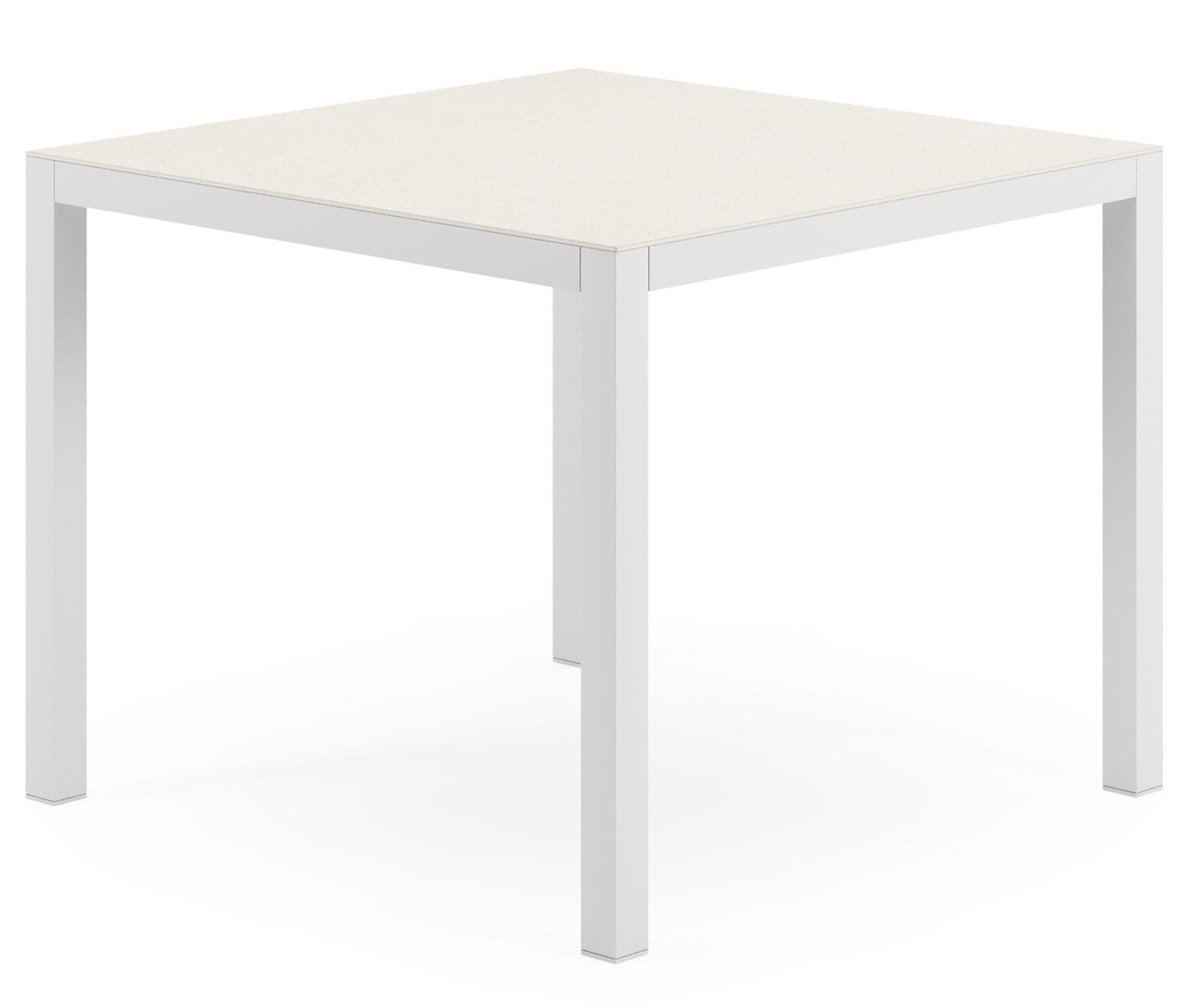 Feltro tuintafel vierkant in wit aluminium en sintered stone crema minerale - L 92 x B 92 x H 74 cm