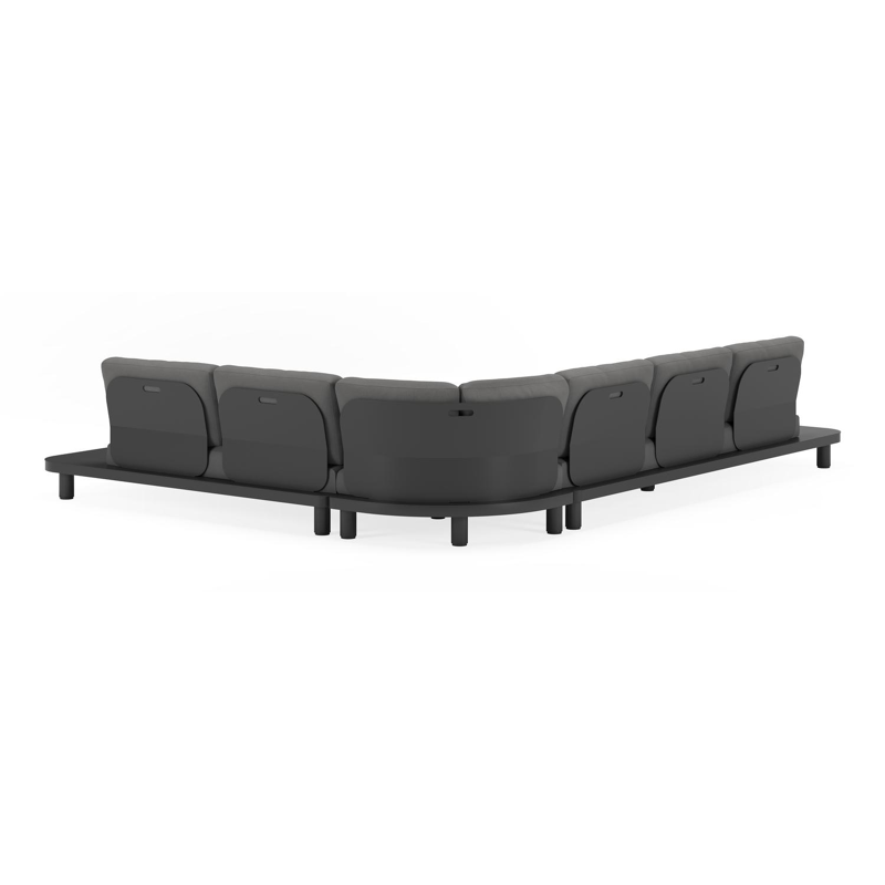 Donato loungehoek in zwart aluminium en met savane zinc all weather sunbrella® luxe kussens