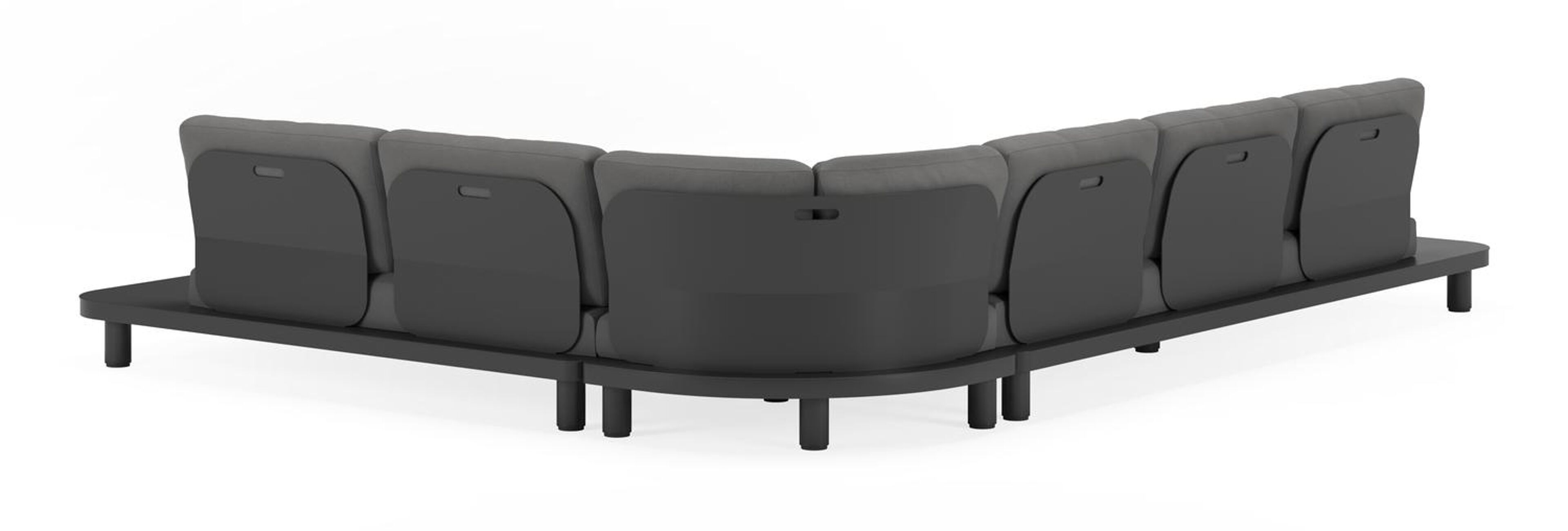 Donato loungehoek in zwart aluminium en met savane zinc all weather sunbrella® luxe kussens