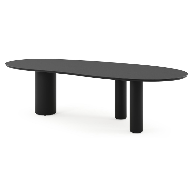 Amico tuintafel organisch in zwart aluminium en volkeramiek Nero Black - L 280 x B 120 x H 73.5 cm