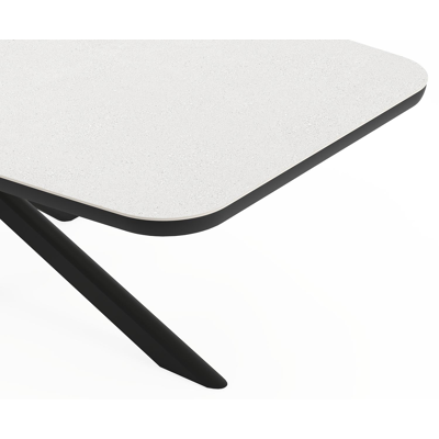 Pamplona tuinset in zwart aluminium en sintered stone Topo minerale met 6 Cosa tuinstoelen