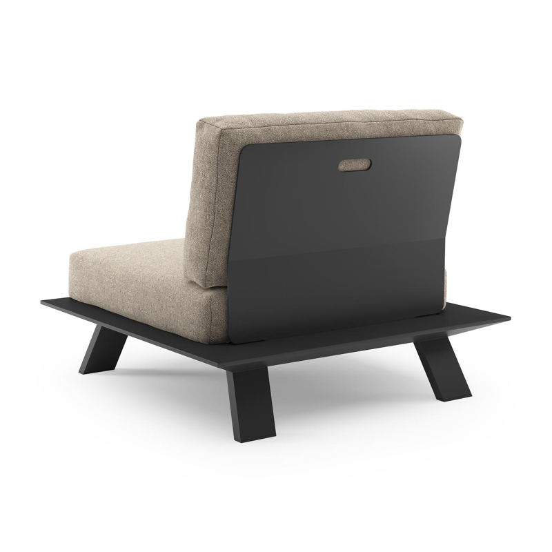 Cesano loungestoel in zwart aluminium met chartres pewter all weather Sunbrella® luxe kussen