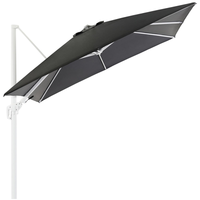 Copica zweefparasol met tiltfunctie in wit aluminium met grijs polyester parasoldoek - L1 300 x L2 300 cm (zonder voet)