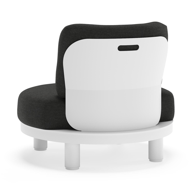 Donato loungestoel in wit aluminium met all weather sunbrella® luxe Chartres Sooty kussen