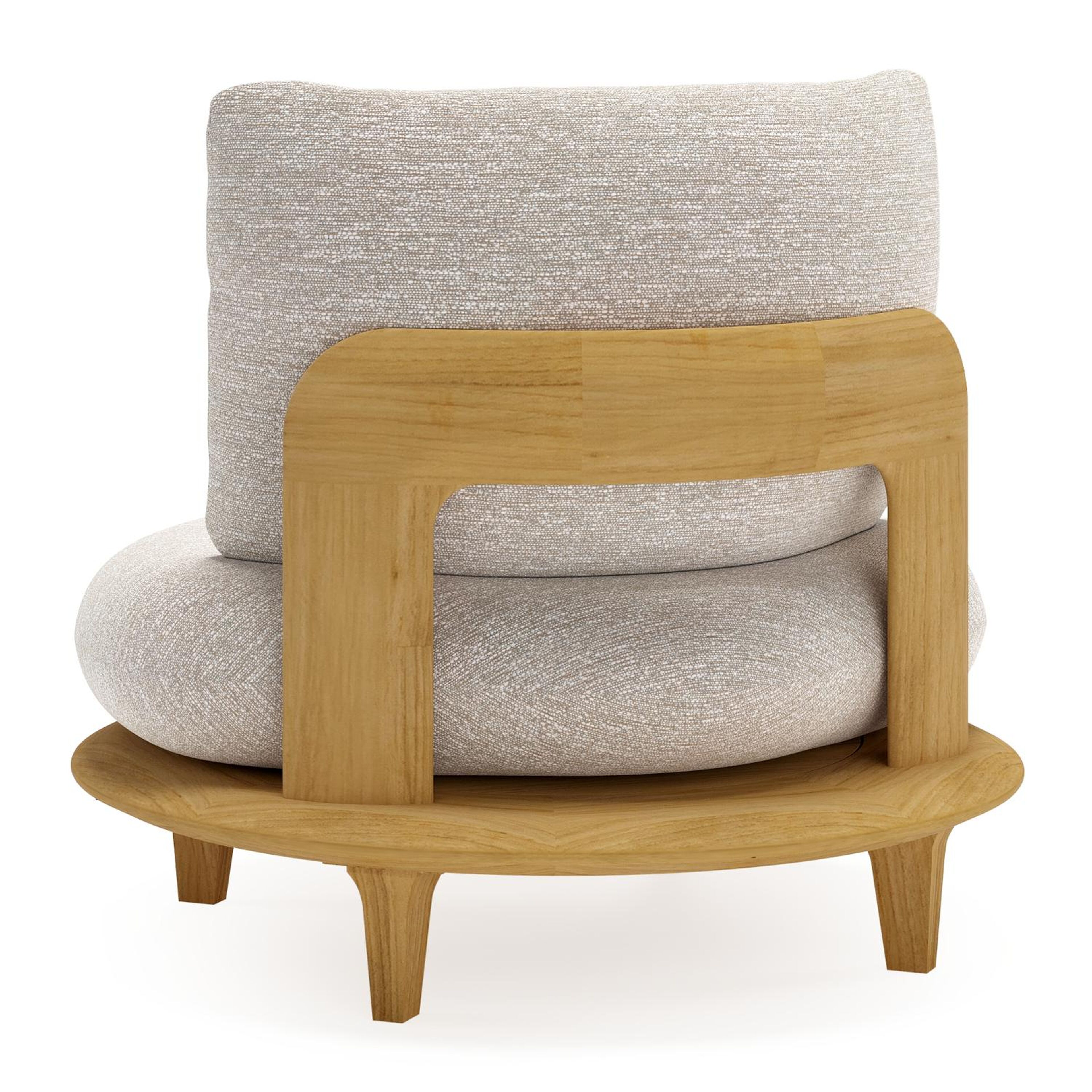 Bomero loungestoel in teak met tundra sand all weather sunbrella® luxe kussen