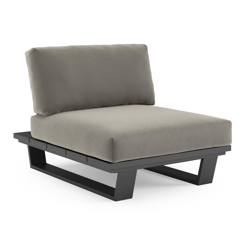 Pagino loungestoel in zwart aluminium met lopi charcoal all weather sunbrella® luxe kussen