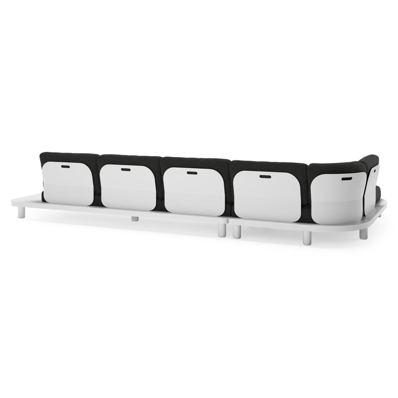 Salon de jardin d'angle Donato en aluminium blanc et coussins en all weather sunbrella® luxe Chartres Sooty