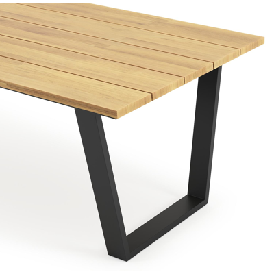 Pagino tuintafel rechthoekig in zwart aluminium en teak - L 240 x B 100 x H 73,5 cm