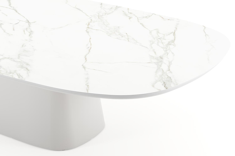 Table de jardin Amico bombo xl en aluminium blanc et céramique pleine Calacatta - Lg. 320 x Lrg. 148 x Haut. 73.5 cm