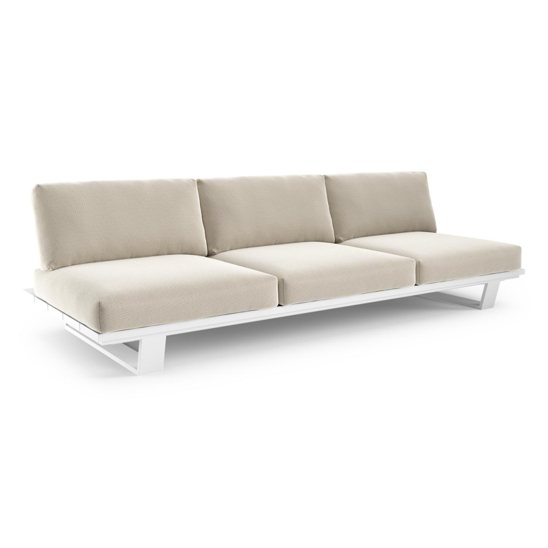 Pagino loungebank in wit aluminium met lopi marble all weather sunbrella® luxe kussen