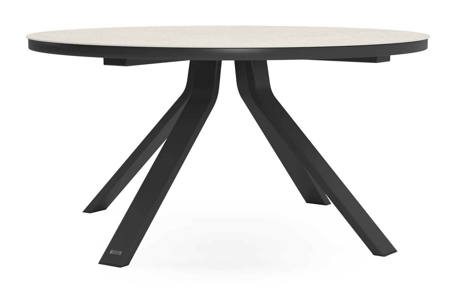 Cesano tuintafel in zwart aluminium en volkeramiek shilin - Dia. 148 x H 74,5 cm