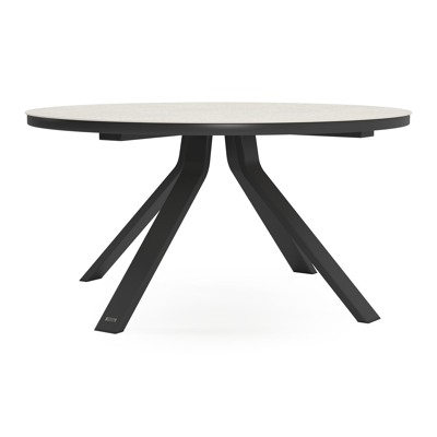 Table de jardin Cesano en aluminium noir et céramique pleine shilin - Dia. 148 x H 74,5 cm