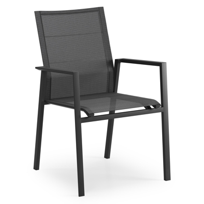 Cirello stapelbare tuinstoel in zwart aluminium en zwart textilene