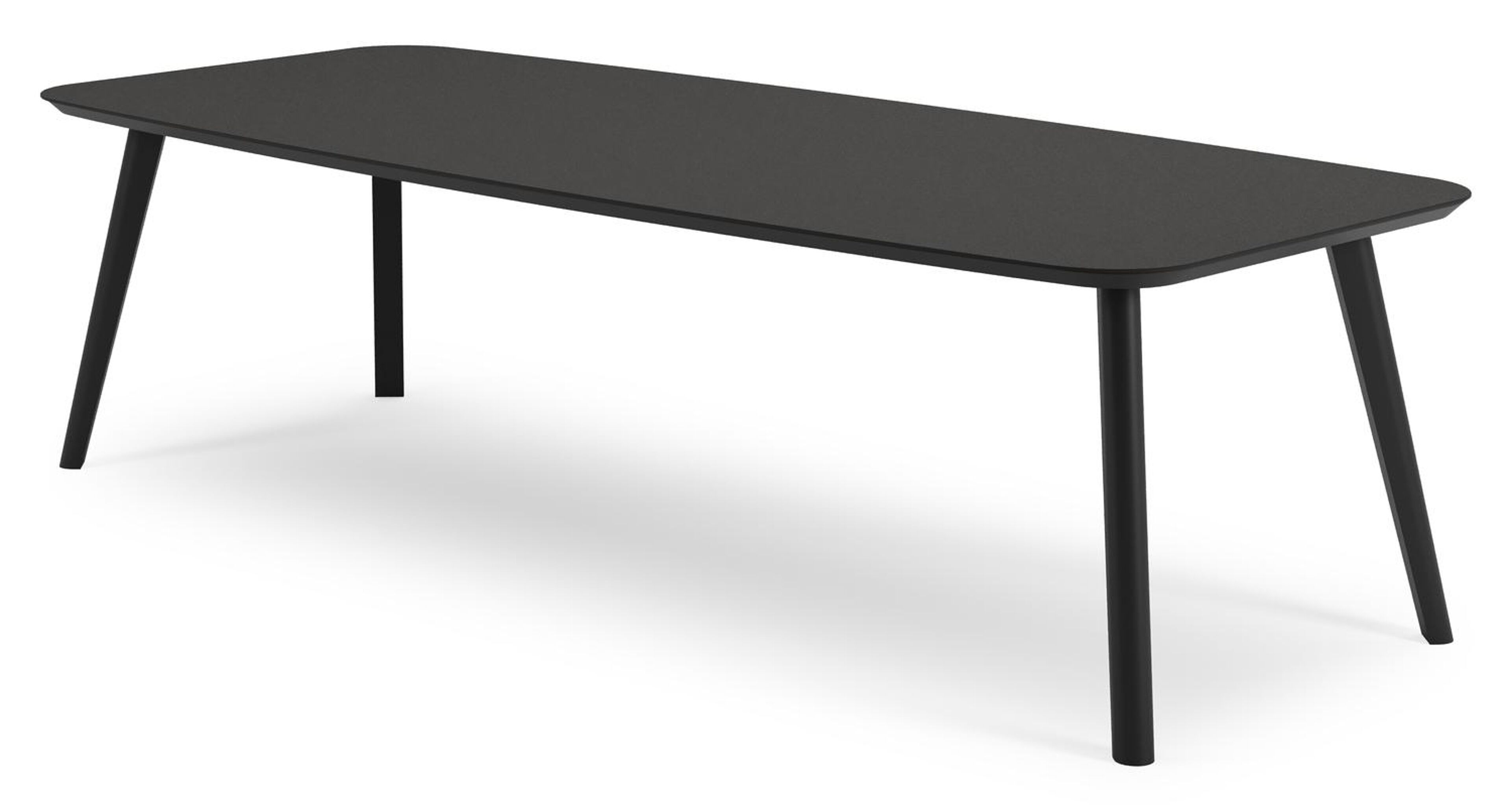 Ensemble de jardin Mosa en aluminium noir et sintered stone notte minerale avec 8 chaises de jardin empilable Berga