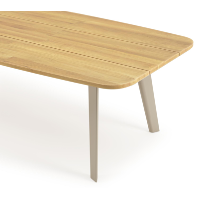 Lacirma tuintafel bootvorm in beige aluminium en teak L 315 x B 115 x H 73 cm x H 73 cm