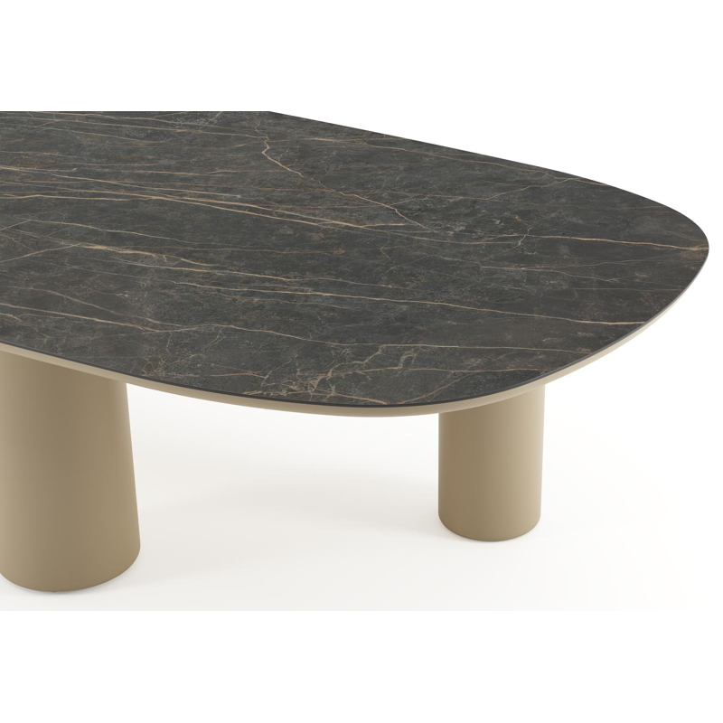 Amico tuintafel bombo xl in beige aluminium en volkeramiek Black Obsession - L 320 x B 148 x H 73.5 cm