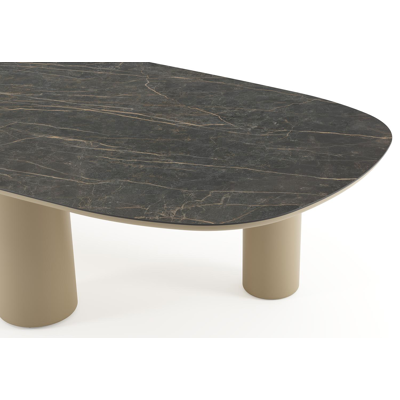 Amico tuintafel bombo xl in beige aluminium en volkeramiek Black Obsession - L 320 x B 148 x H 73.5 cm