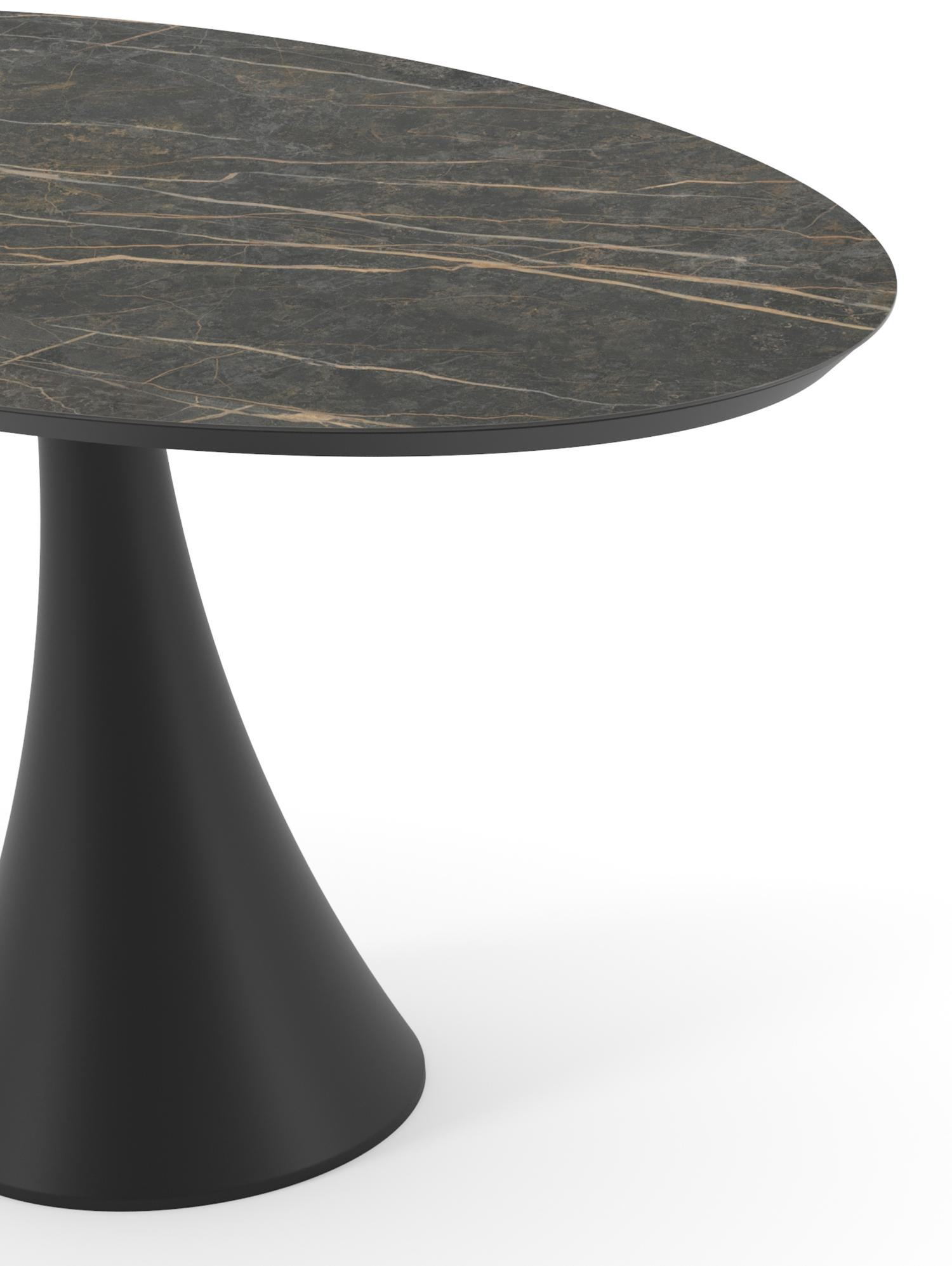 Table de jardin Fano oval en aluminium noir et céramique pleine Black Obsession - Lg. 140 x Lrg. 80 x Haut. 74.5 cm