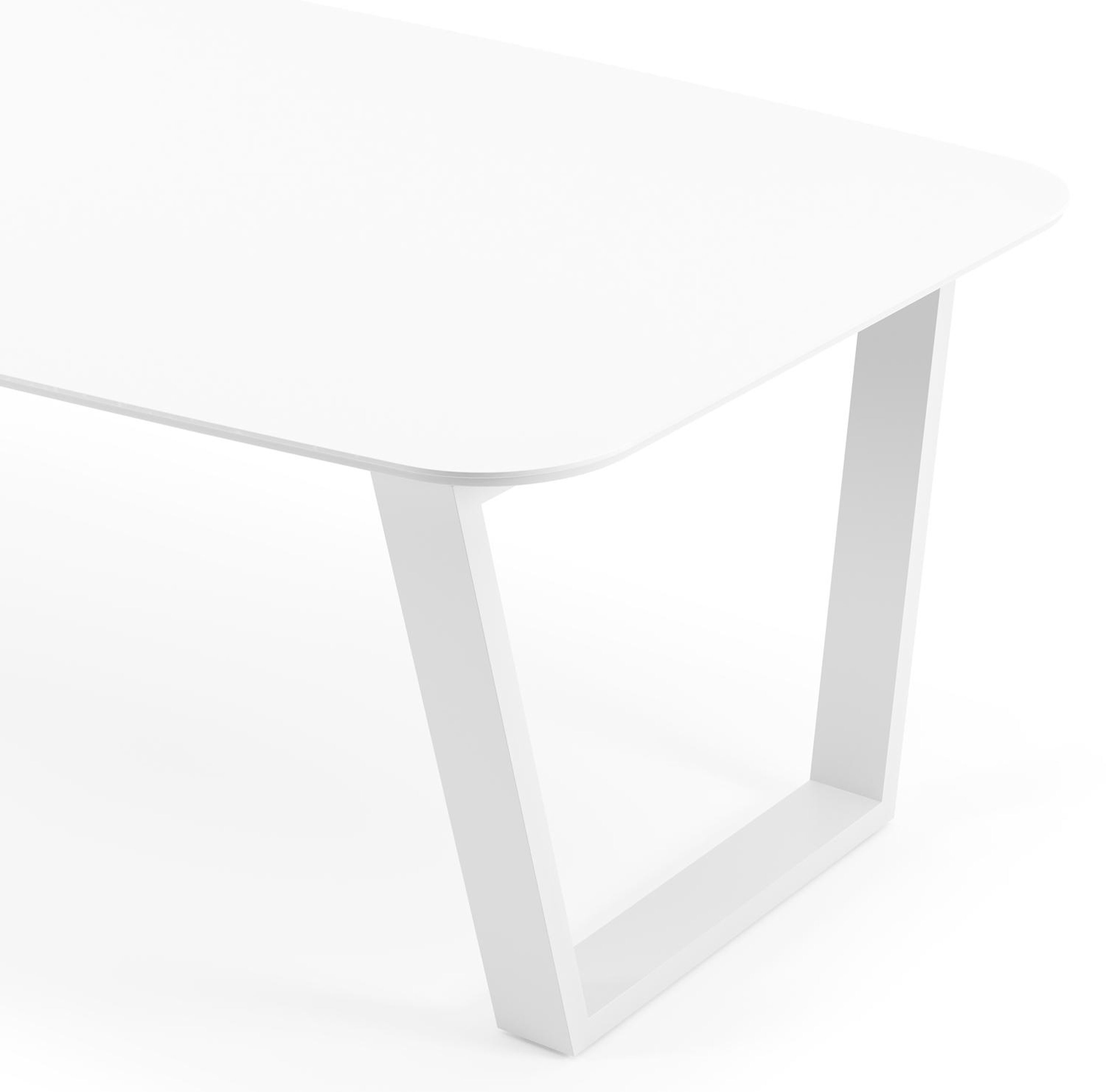 Pagino tuintafel bootvorm in wit aluminium en volkeramiek arctic white - L 255 x B 115 x H 73 cm