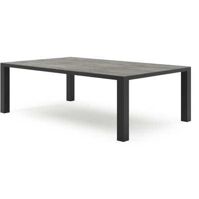 Table de jardin Nano en aluminium noir et céramique pleine aspen grey - Lg 240 x Larg. 148 x H 75 cm