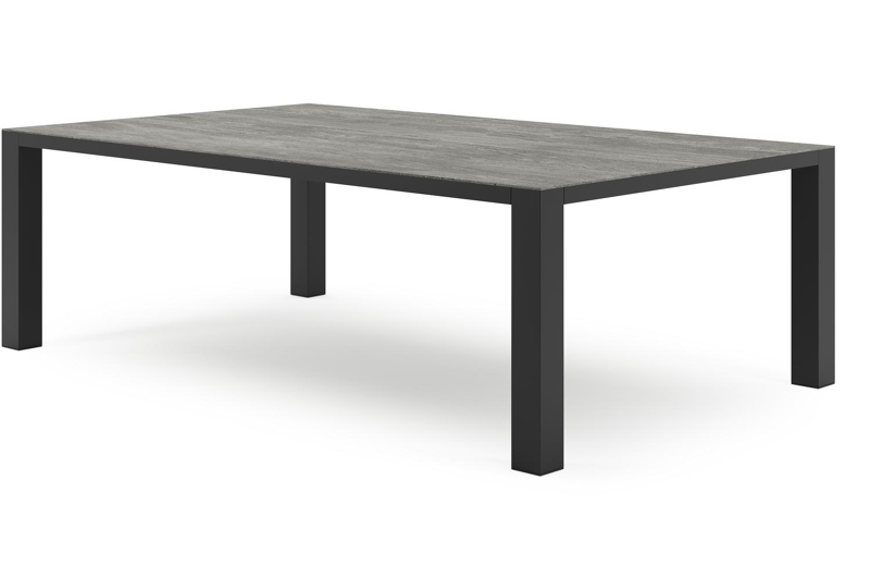 Nano tuintafel in zwart aluminium en volkeramiek aspen grey - L 240 x B 148 x H 75 cm