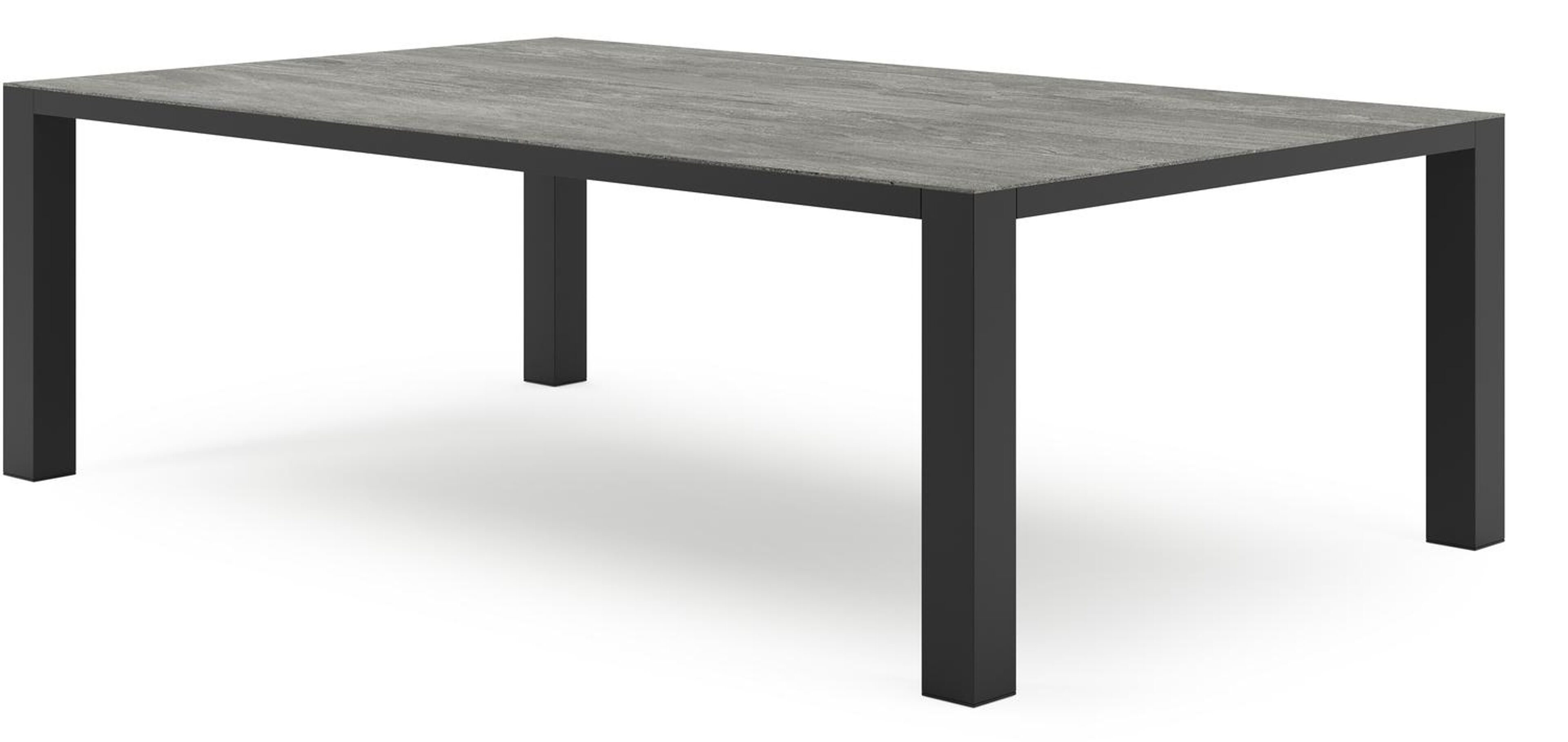Table de jardin Nano rectangulaire en aluminium noir et céramique pleine aspen grey - Lg. 240 x Lrg. 148 x Haut. 75 cm