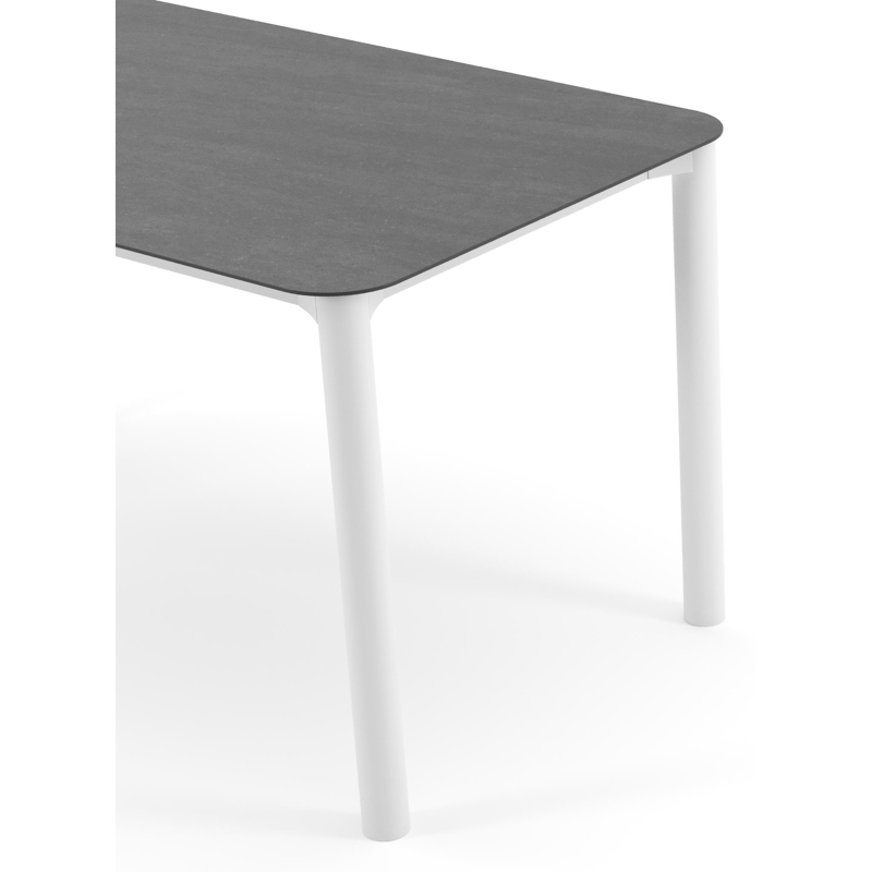 Orso tuintafel rechthoekig afgerond in wit aluminium en volkeramiek Basalt Black - L 140 x B 80 x H 74.5 cm