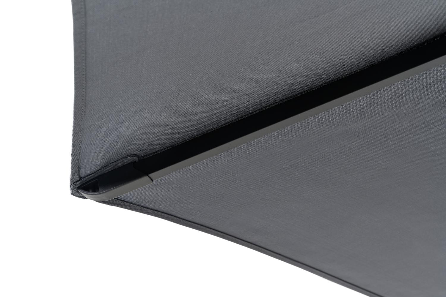 Viola staanparasol in zwart aluminium met grijs weather+ softtouch parasoldoek - Dia. 350 cm (met voet)