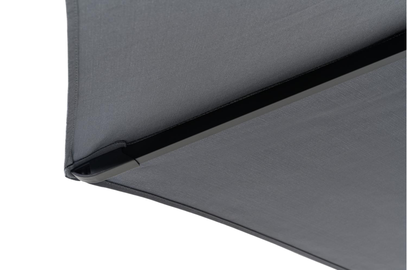 Viola staanparasol in zwart aluminium met grijs weather+ softtouch parasoldoek - Dia. 350 cm (zonder voet)