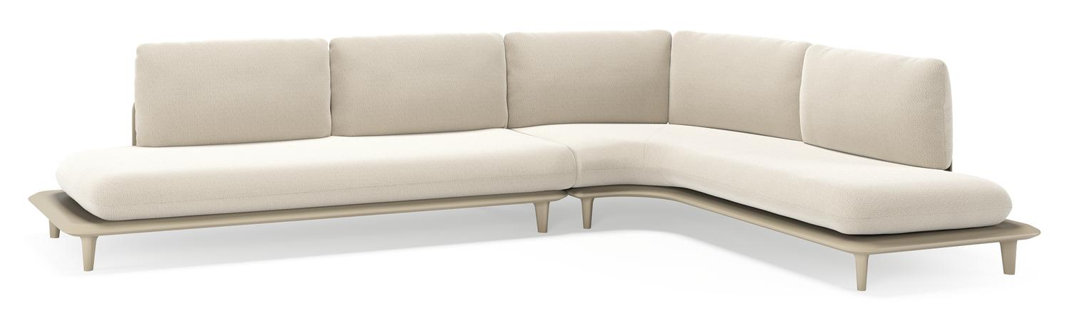 Bomero loungehoek in beige aluminium met lopi marble all weather sunbrella® luxe kussen