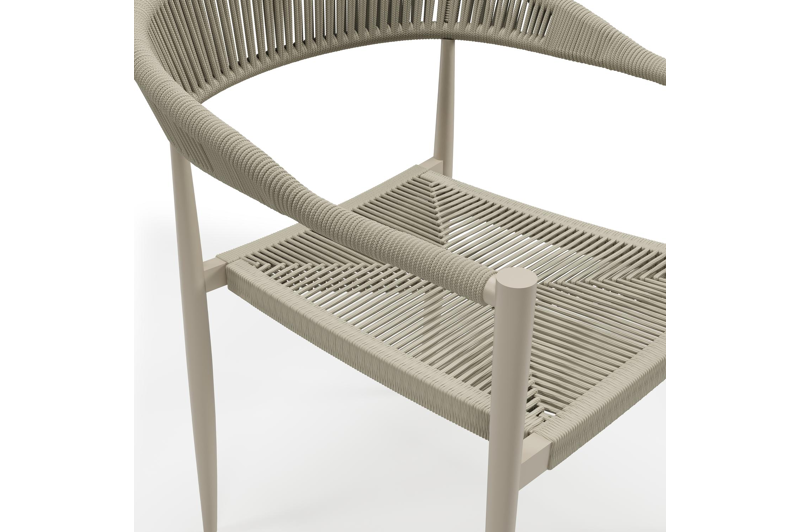Bahia tuinset rechthoekig in beige aluminium en polywood met 6 Guarda tuinstoelen