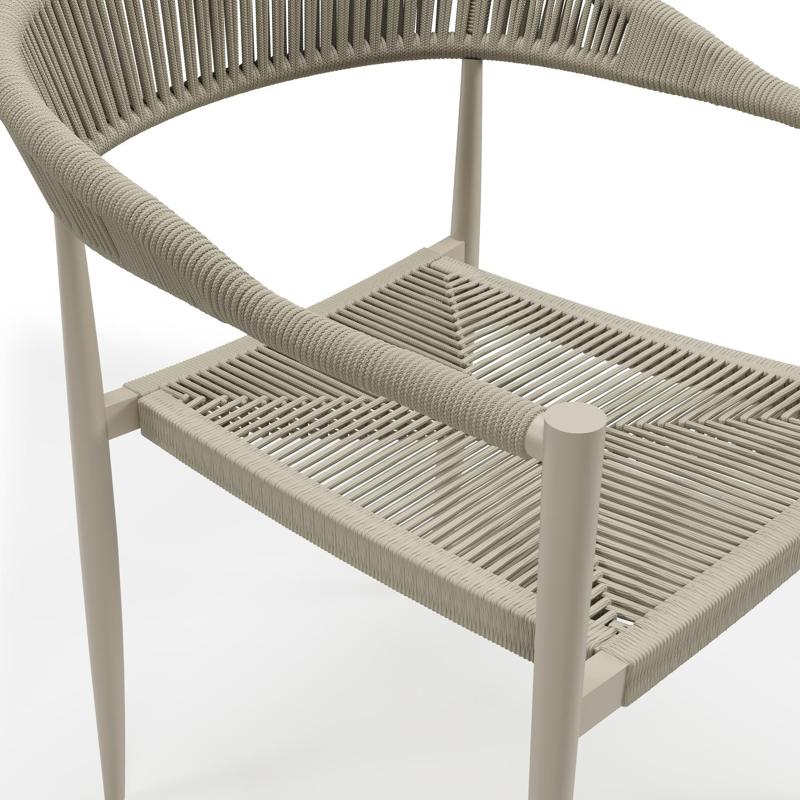 Guarda tuinstoel in beige aluminium en beige rope