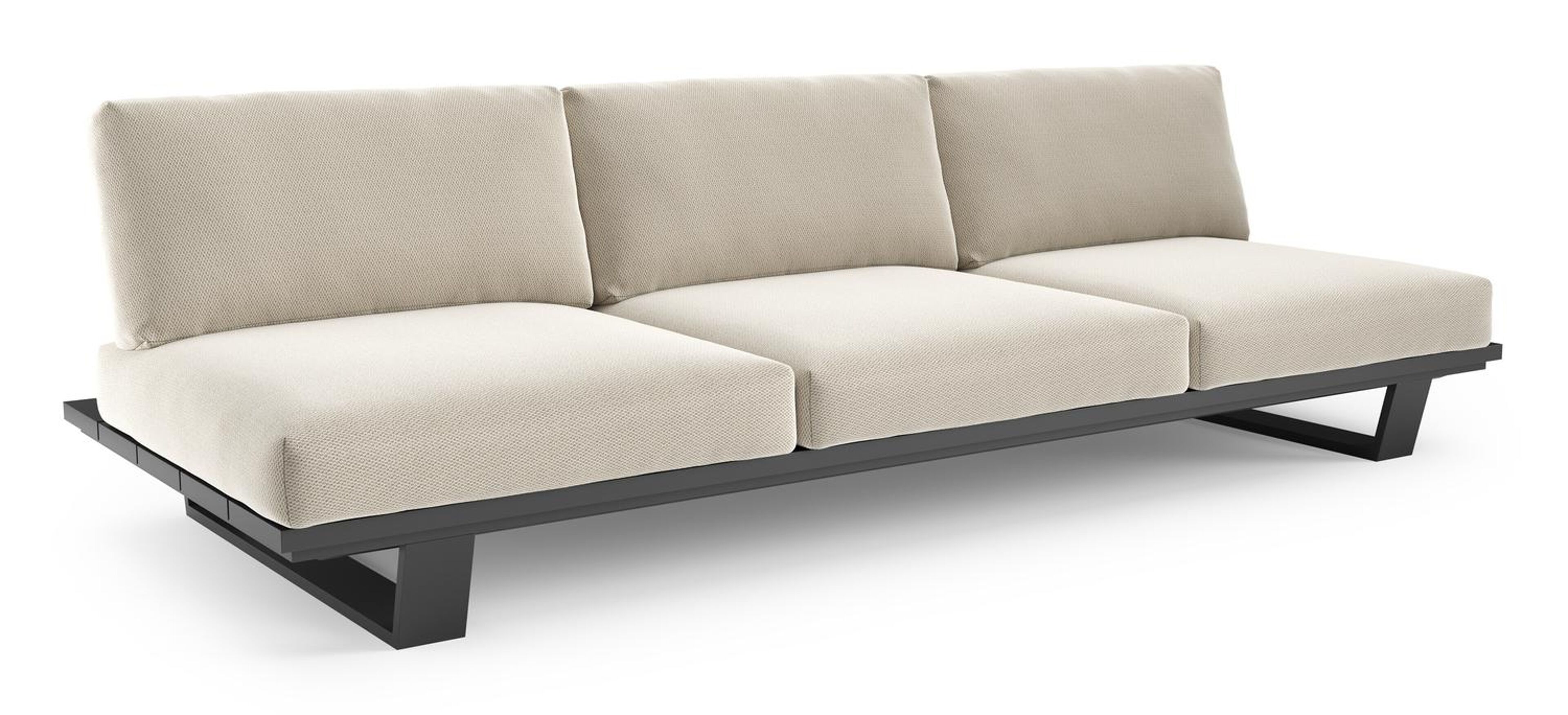 Pagino loungebank in zwart aluminium met lopi marble all weather sunbrella® luxe kussen