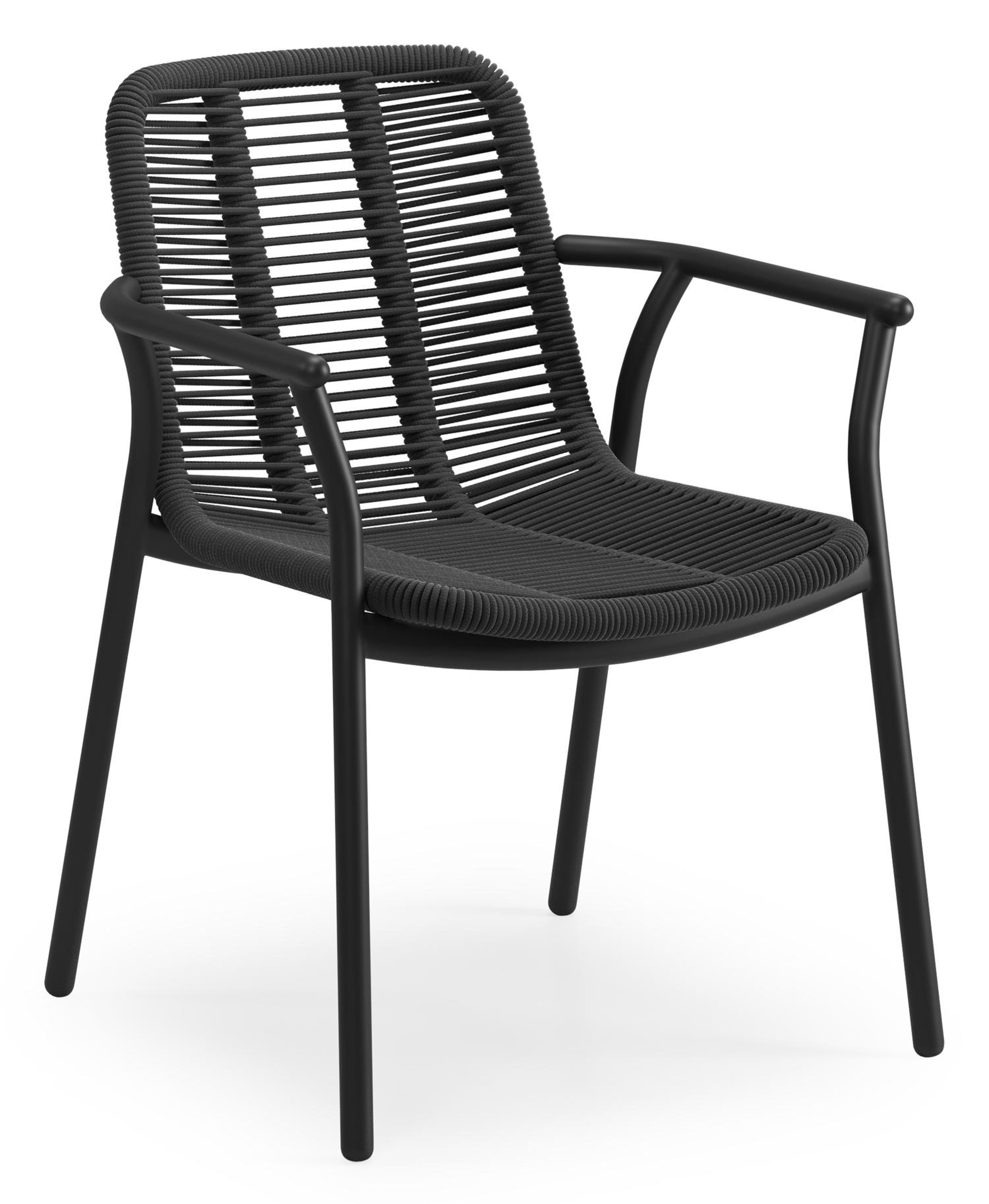 Ensemble de jardin Mosa en aluminium noir et sintered stone notte minerale avec 8 chaises de jardin empilable Berga