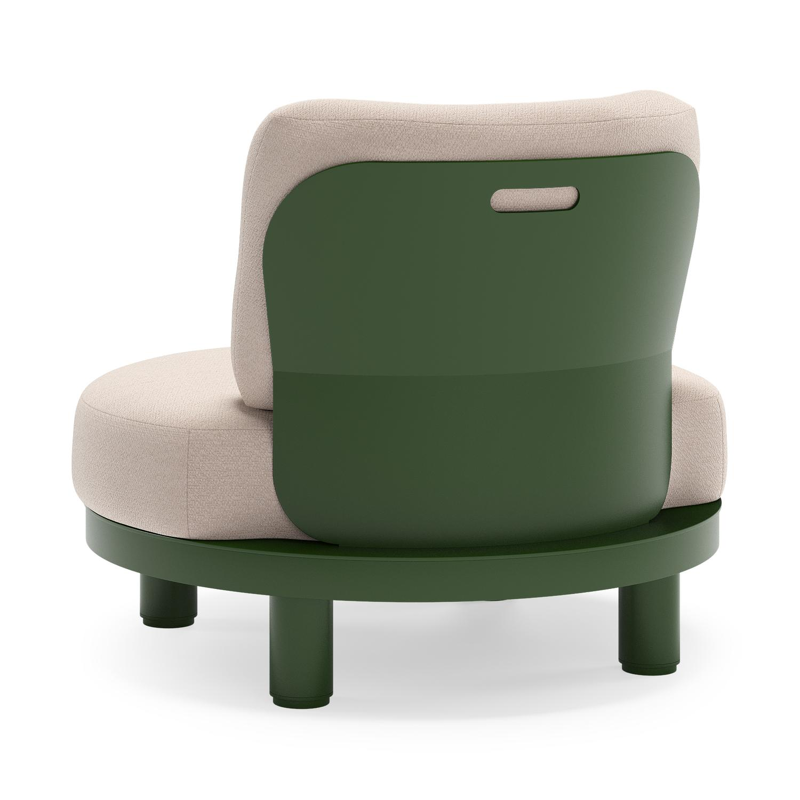 Donato loungestoel in groen aluminium met all weather sunbrella® luxe Wander Pilat kussen