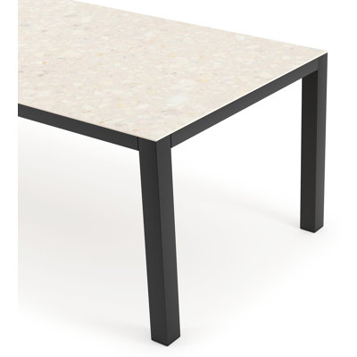 Como tuintafel in zwart aluminium en volkeramiek Retrostone - L 240 x B 100 x H 75 cm