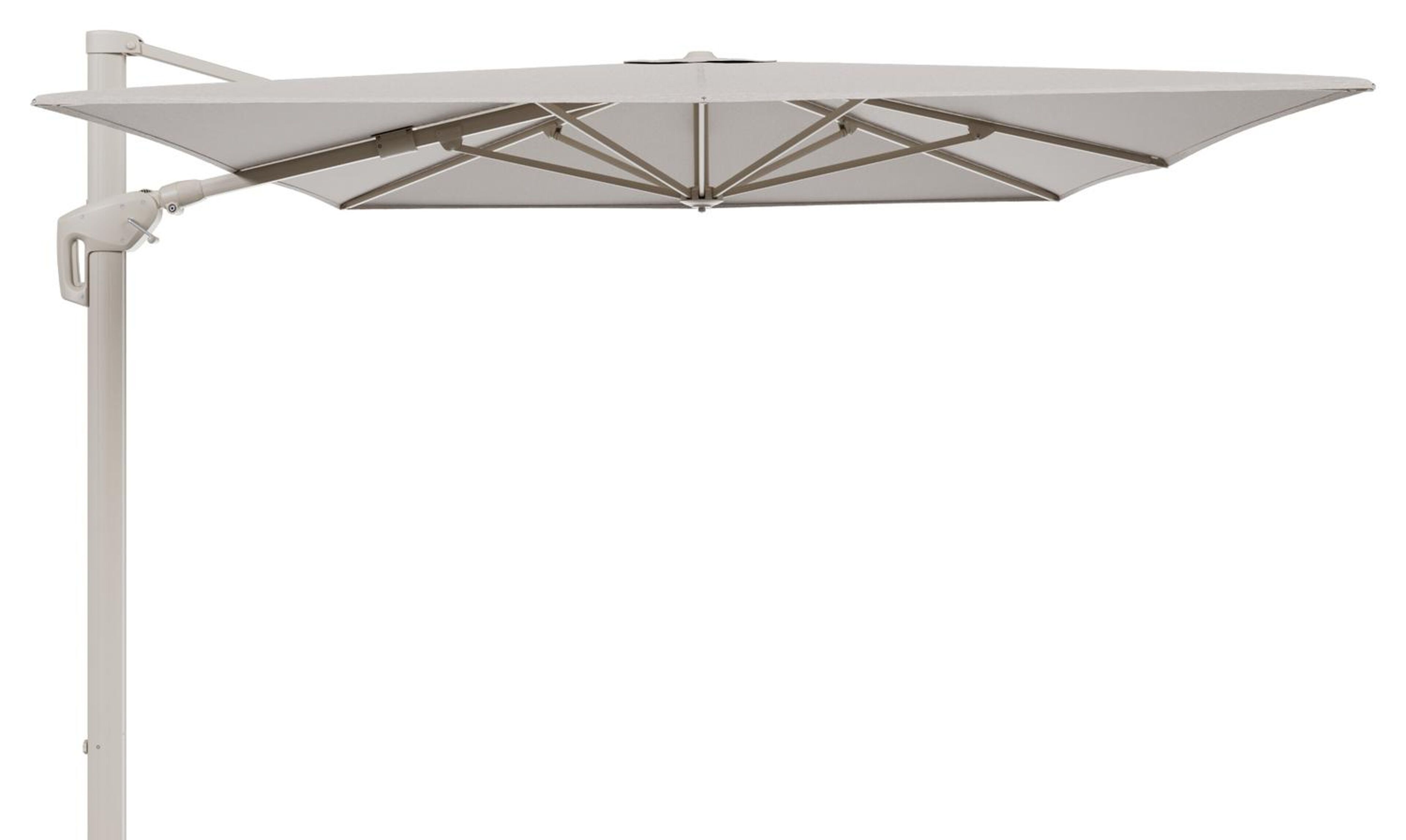 Minore zweefparasol met tiltfunctie in beige aluminium en Slow Farafra All Weather Sunbrella® Luxe parasoldoek - L1 400 x L2 300 cm (zonder voet)