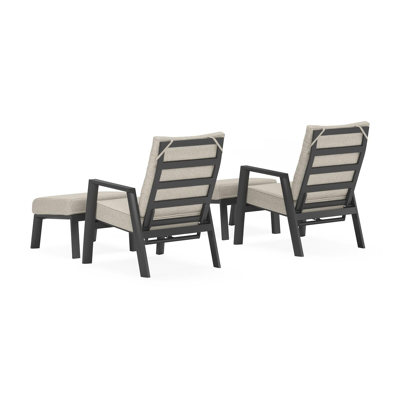 Set van 2 Avila loungestoelen in zwart aluminium met twilight granite weather+ softtouch kussens