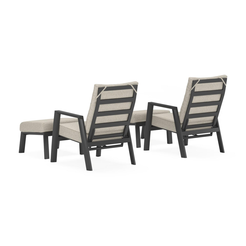 Set van 2 Avila loungestoelen in zwart aluminium met twilight granite weather+ softtouch kussens