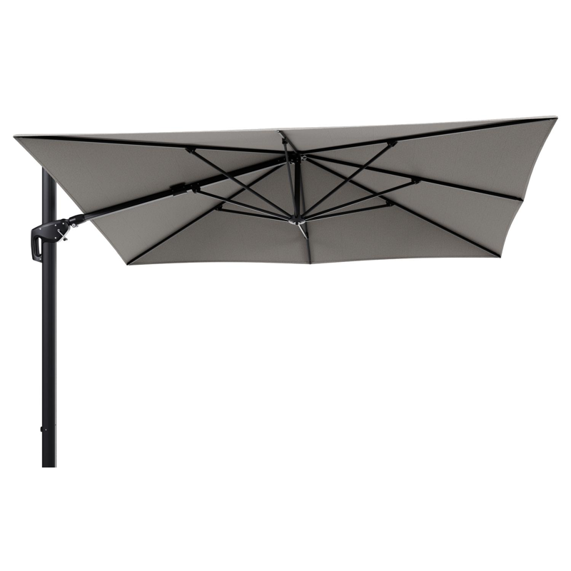 Parasol pendant Minore avec fonction tilt en aluminium noir et toile de parasol en All Weather Solica Firenze Sand  - Lg.1: 280 x Lg.2: 370 cm (sans pied de parasol
