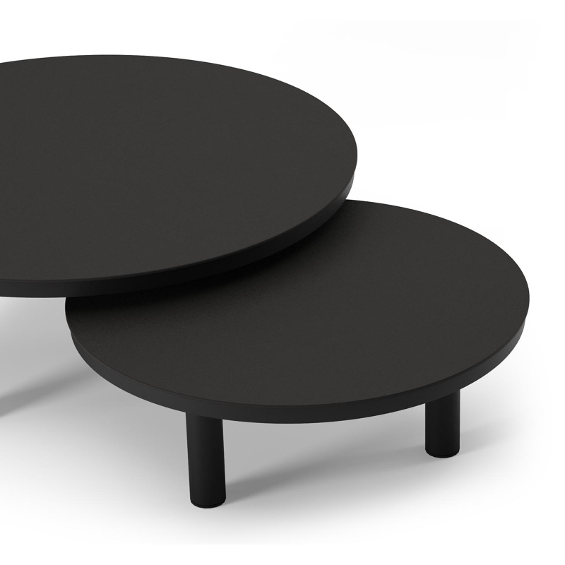 Lindo loungetafel in zwart aluminium en sintered stone notte minerale