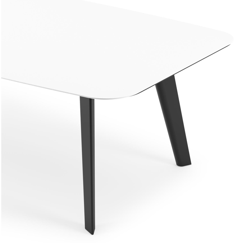 Lacrima tuintafel bootvorm in zwart aluminium en volkeramiek Arctic White - L 255 x B 115 x H 73 cm