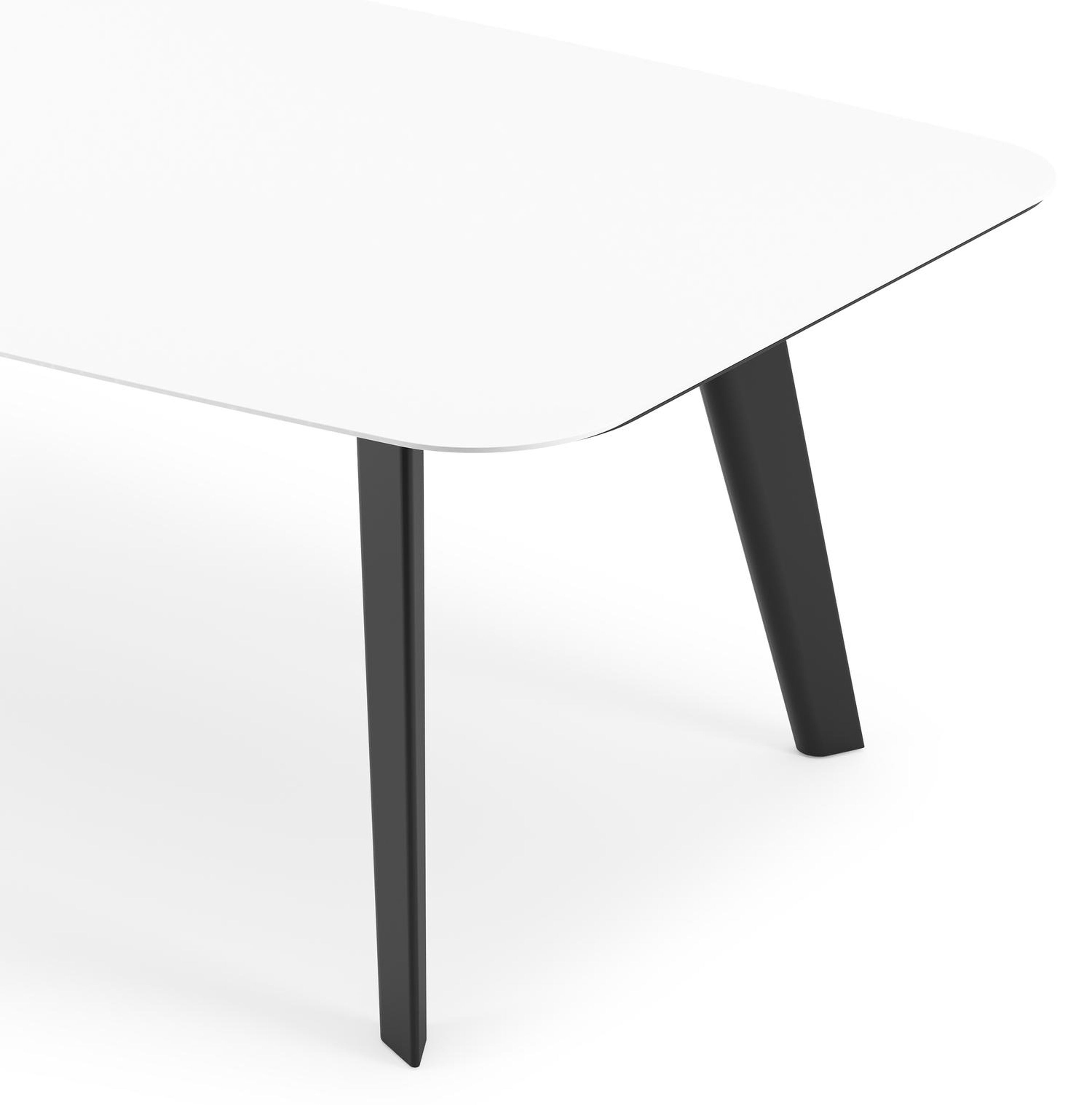 Lacrima tuintafel bootvorm in zwart aluminium en volkeramiek Arctic White - L 255 x B 115 x H 75 cm