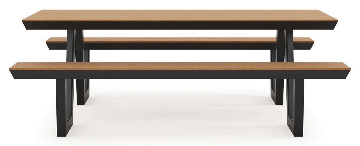 Altura picknicktafel in zwart aluminium en polywood tafelblad - L 220 x B 174 x H 74 cm