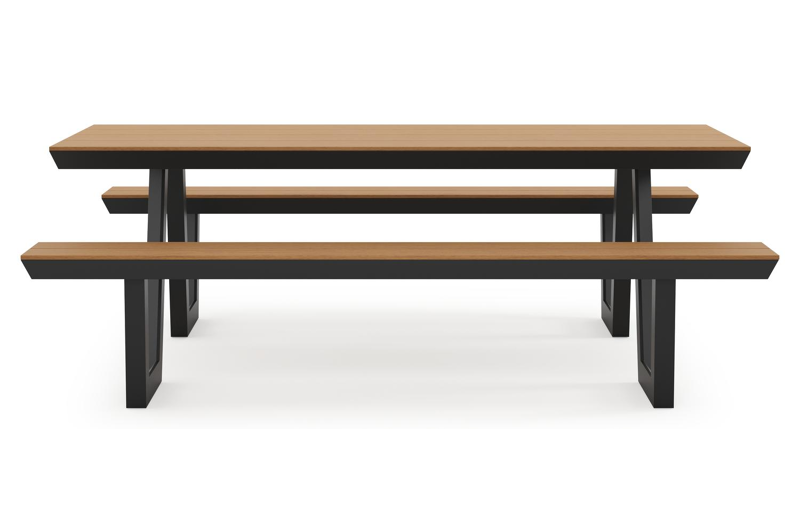Altura picknicktafel in zwart aluminium en polywood tafelblad - L 220 x B 174 x H 74 cm