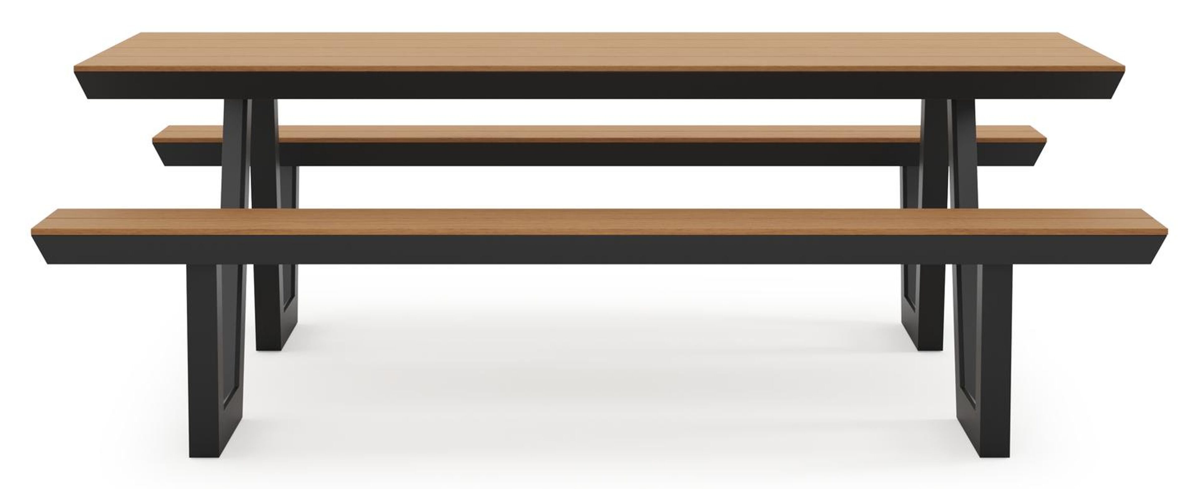 Table de pique-nique Altura en aluminium noir et polywood - Lg 220 x Larg 174 x H 74 cm