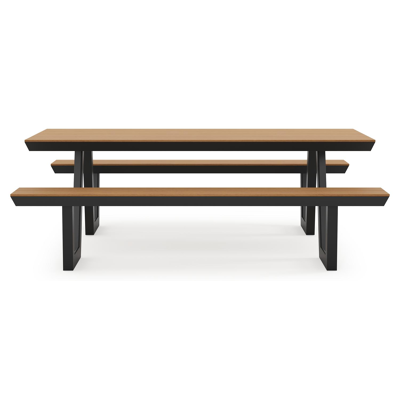 Altura picknicktafel in zwart aluminium en polywood tafelblad - L 220 x B 174 x H 74 cm