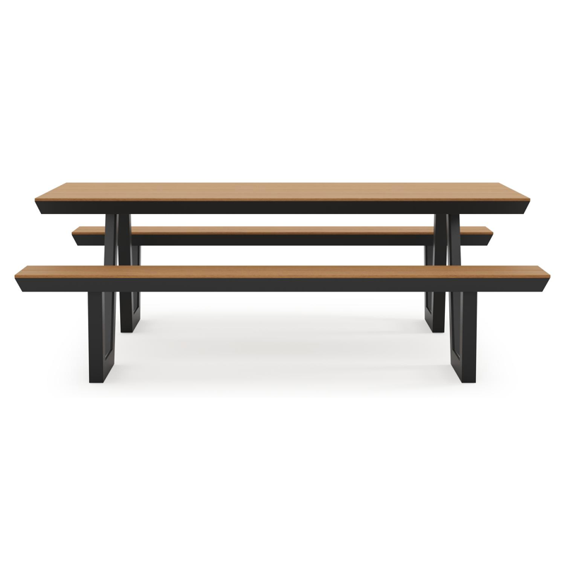 Altura picknicktafel in zwart aluminium en polywood tafelblad - L 220 x B 174 x H 74 cm